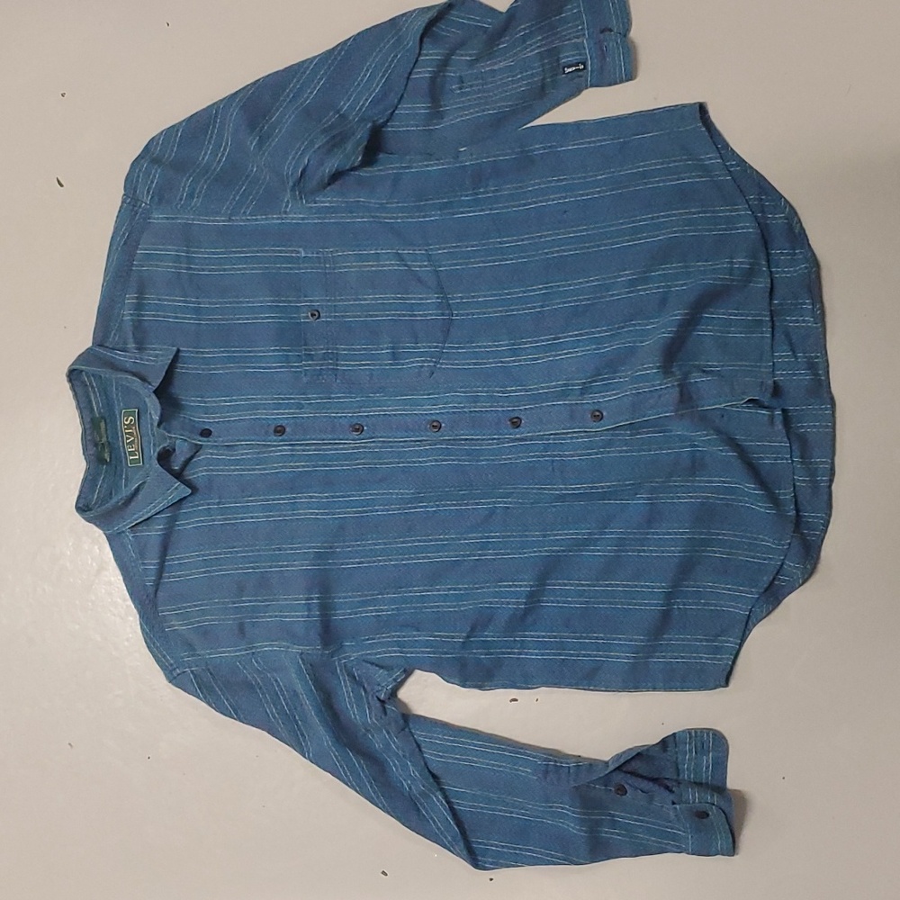 Vintage turqoise blue large Levis longsleeve cotton shirt